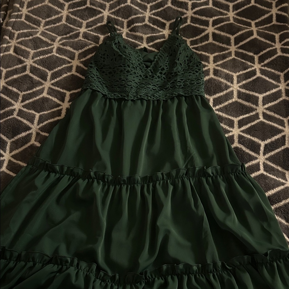 Chic Green Lace Casual Dress